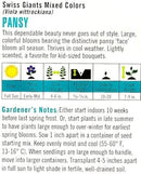 Cornucopia Pansy Swiss Giants Mixed Colors - 15070