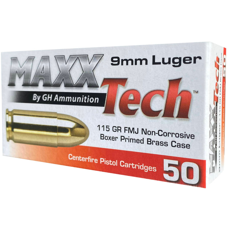 MAXXTech 9mm Luger 115gr Full Metal Jacket Pistol Cartridge (50 rounds)