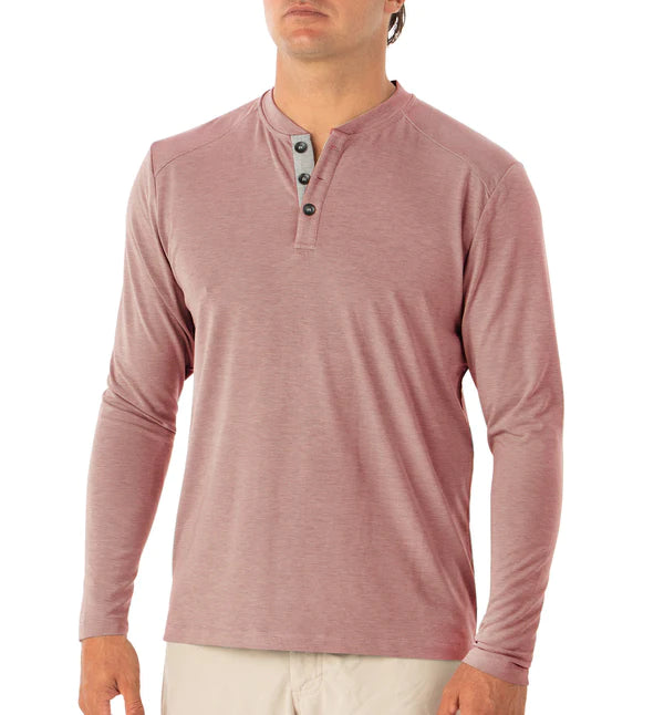 Free Fly Flex Henley Heather Brick - 14112